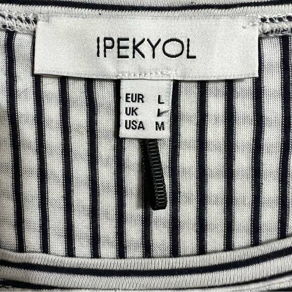 Layered Asymmetrical Striped Black and White Women's Top - Picture 3 of 7